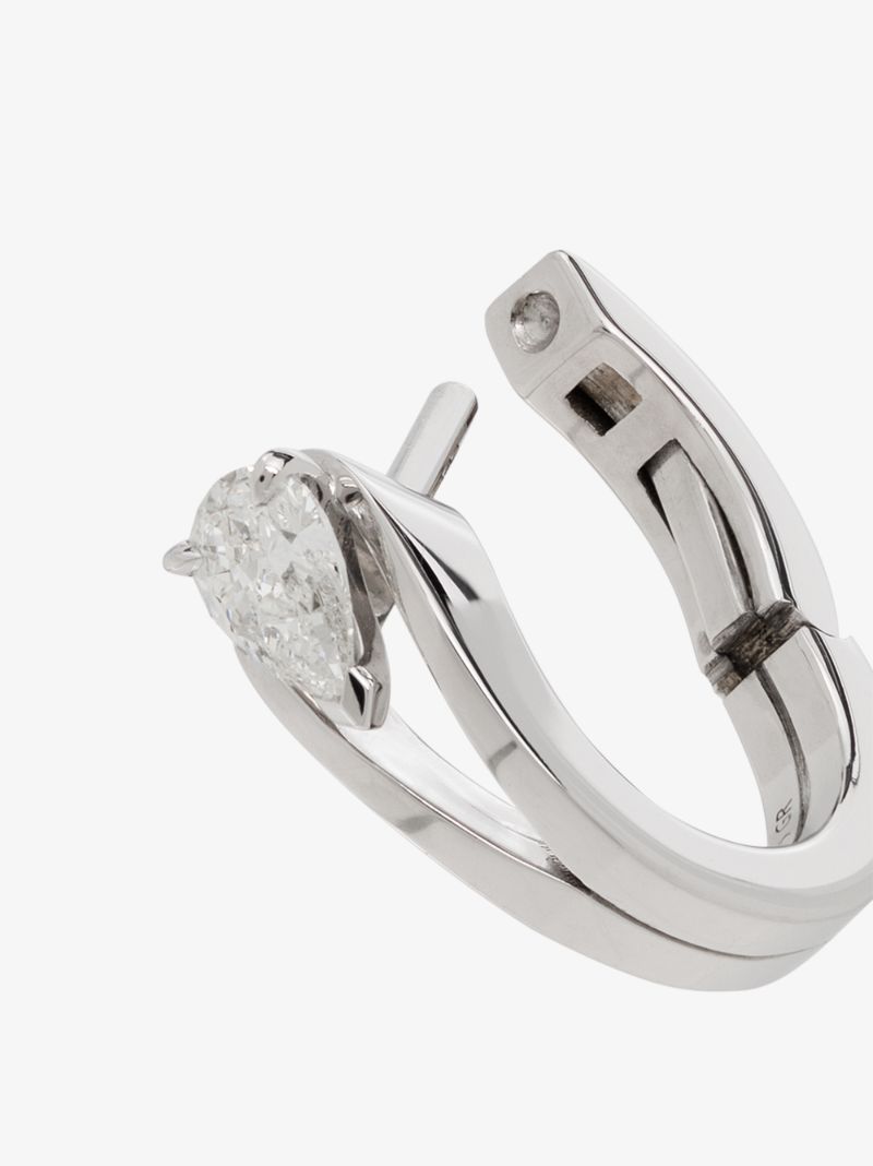18k White Gold Serti InversÃ_x0083_Â© Diamond Hoop Earring