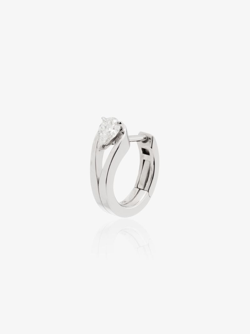 18k White Gold Serti InversÃ_x0083_Â© Diamond Hoop Earring