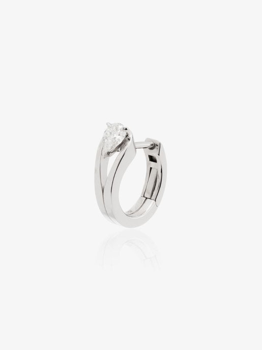 18k White Gold Serti InversÃ_x0083_Â© Diamond Hoop Earring