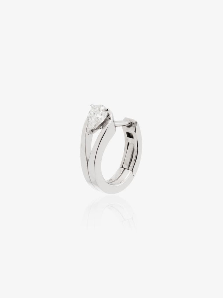18k White Gold Serti InversÃ_x0083_Â© Diamond Hoop Earring