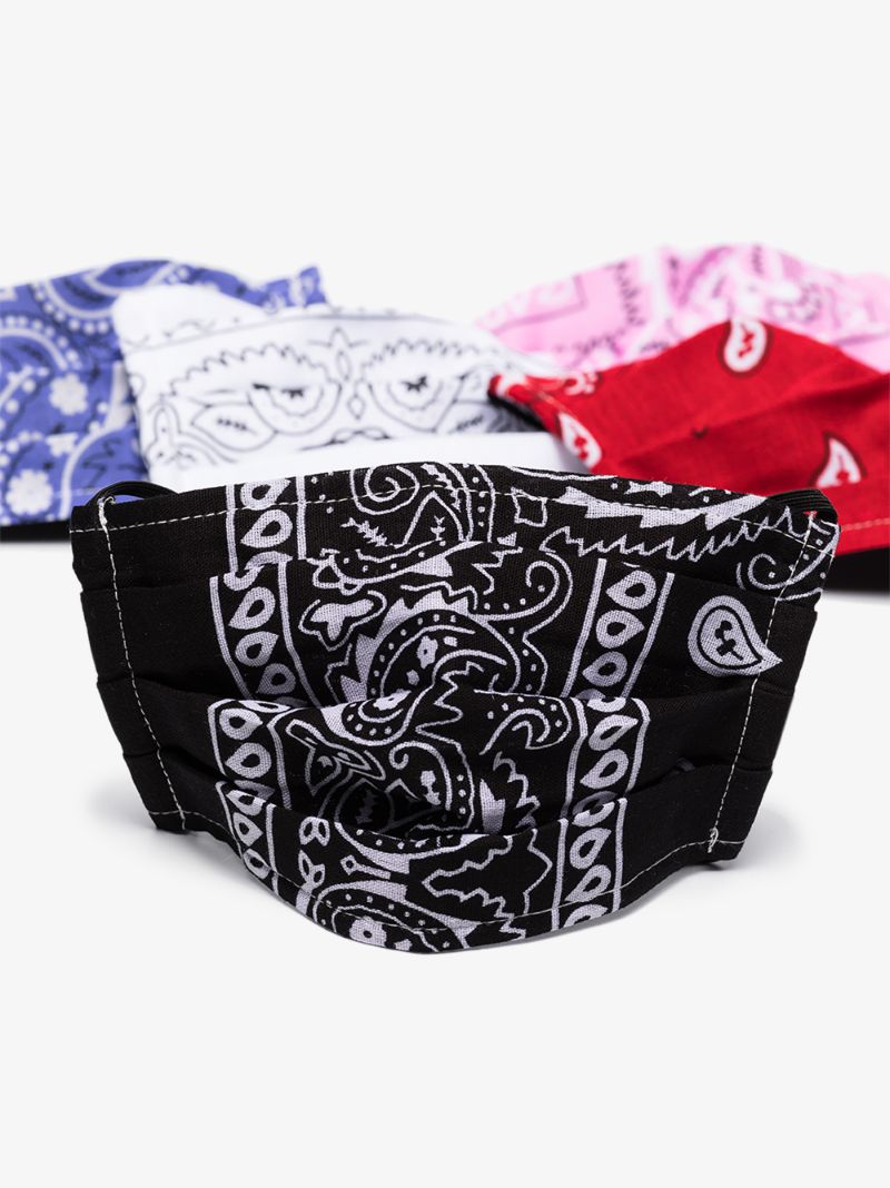 Multicoloured Printed Cotton Face Mask Set