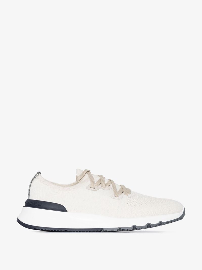 White Cotton Knit Sneakers