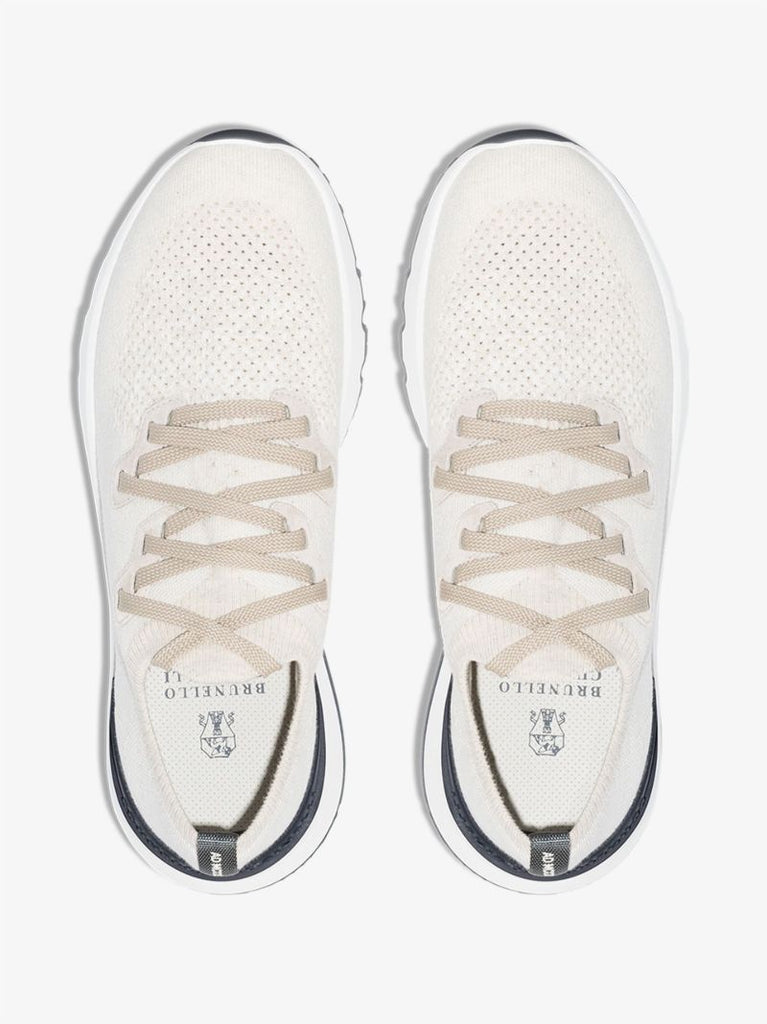 White Cotton Knit Sneakers