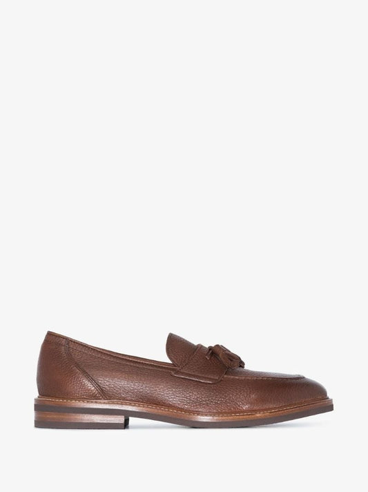 Brown Tassel Leather Penny Loafers