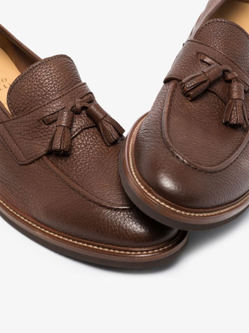 Brown Tassel Leather Penny Loafers