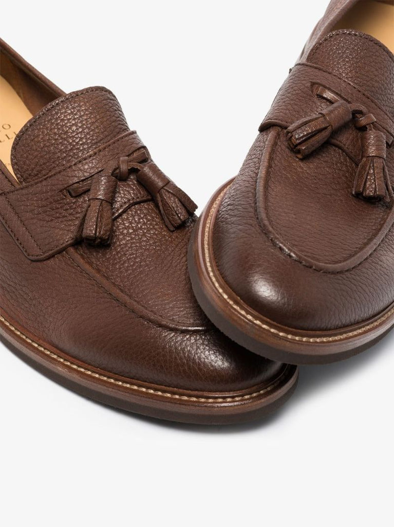 Brown Tassel Leather Penny Loafers