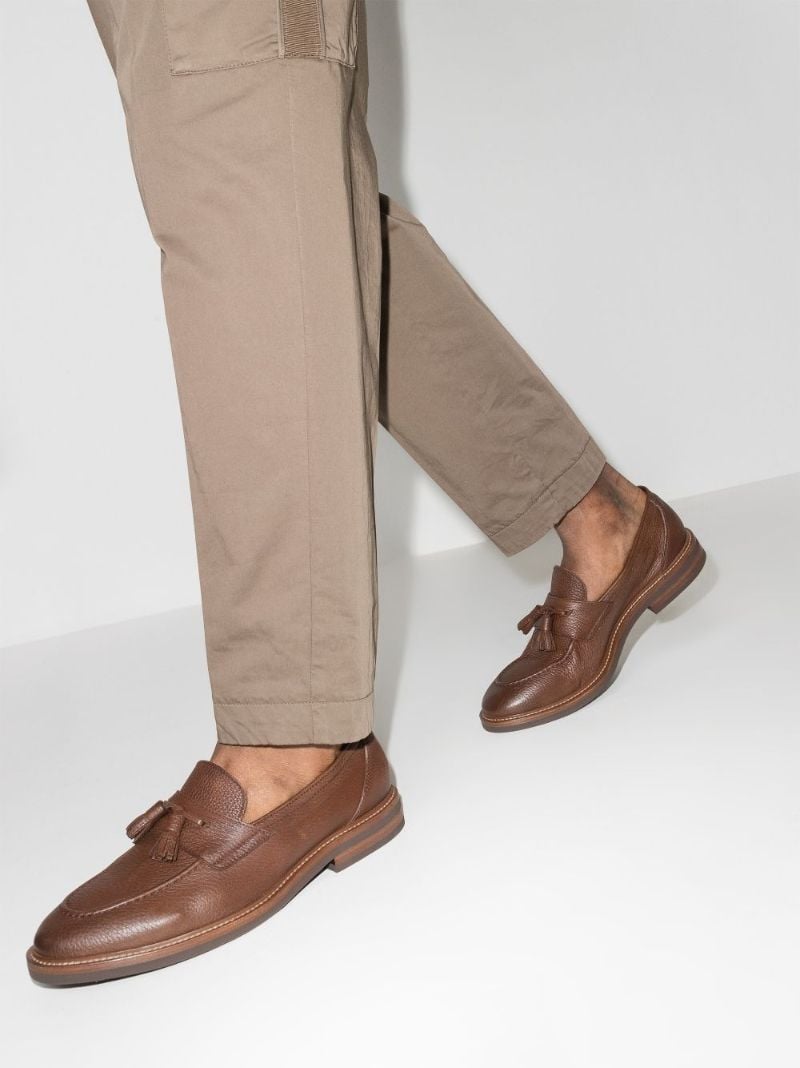 Brown Tassel Leather Penny Loafers