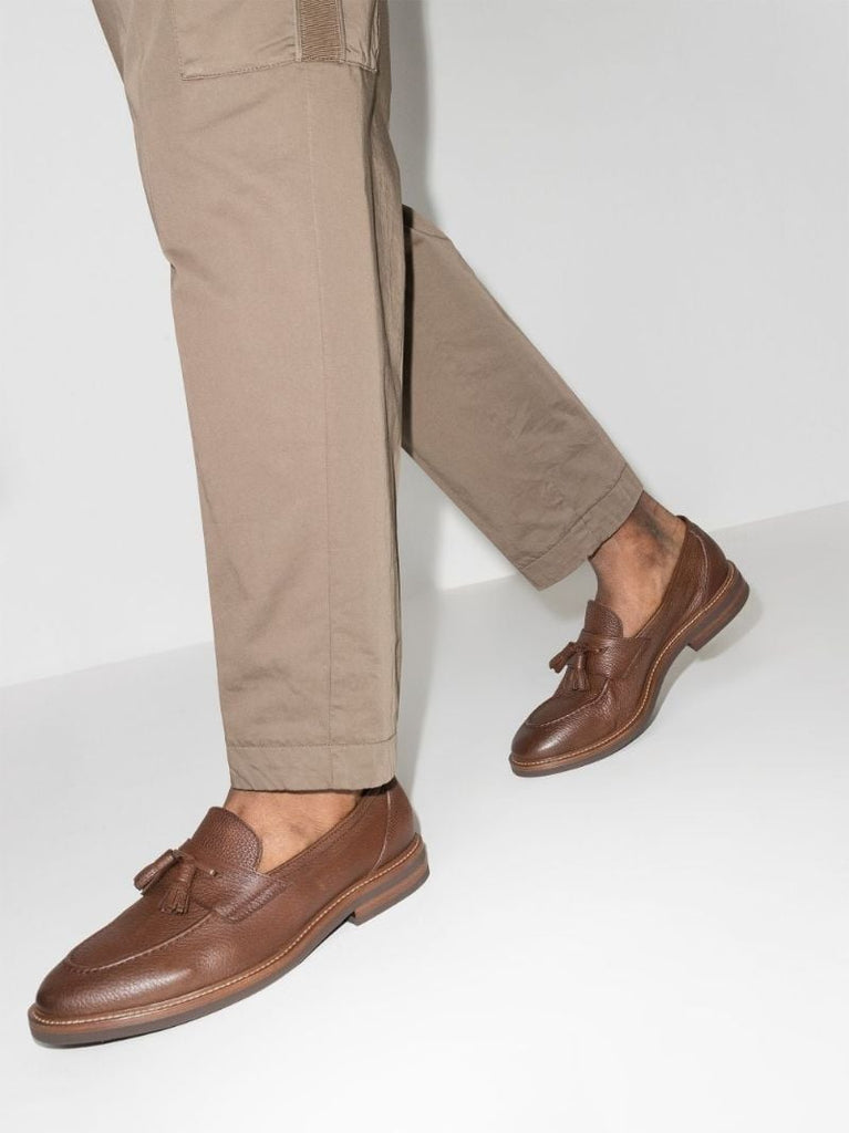 Brown Tassel Leather Penny Loafers