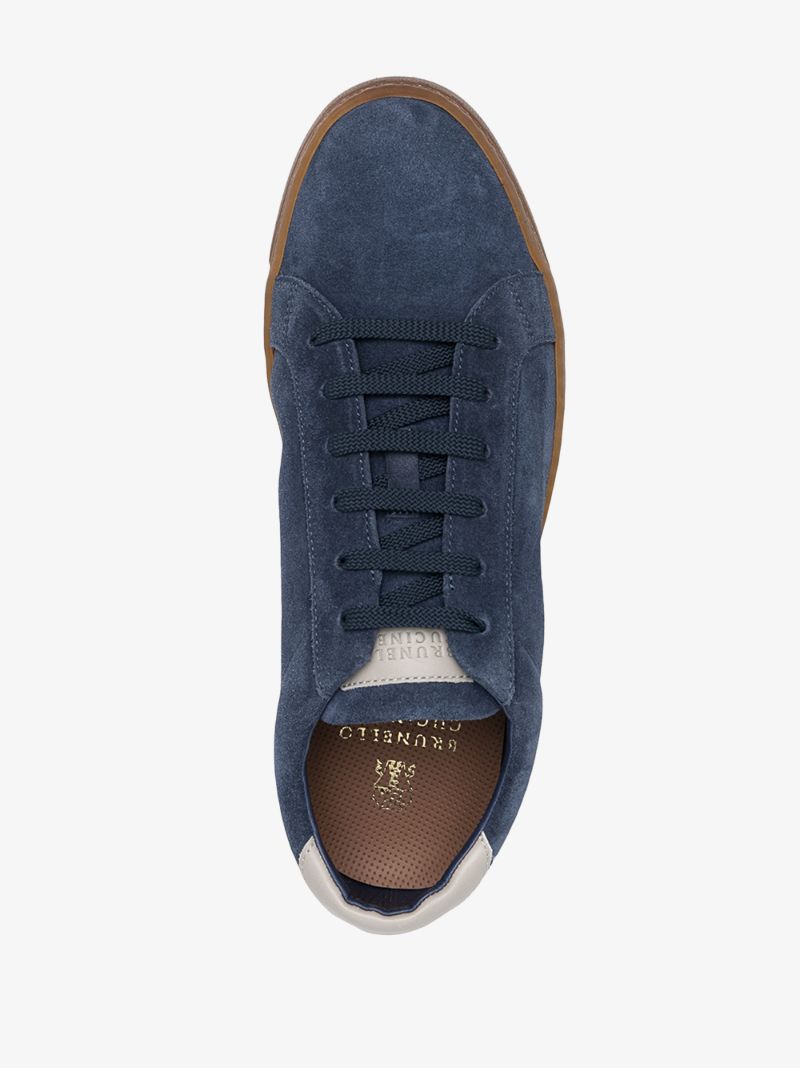 Blue Low Top Suede Sneakers