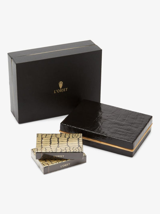 Black Crocodile Box Playing Cards Set