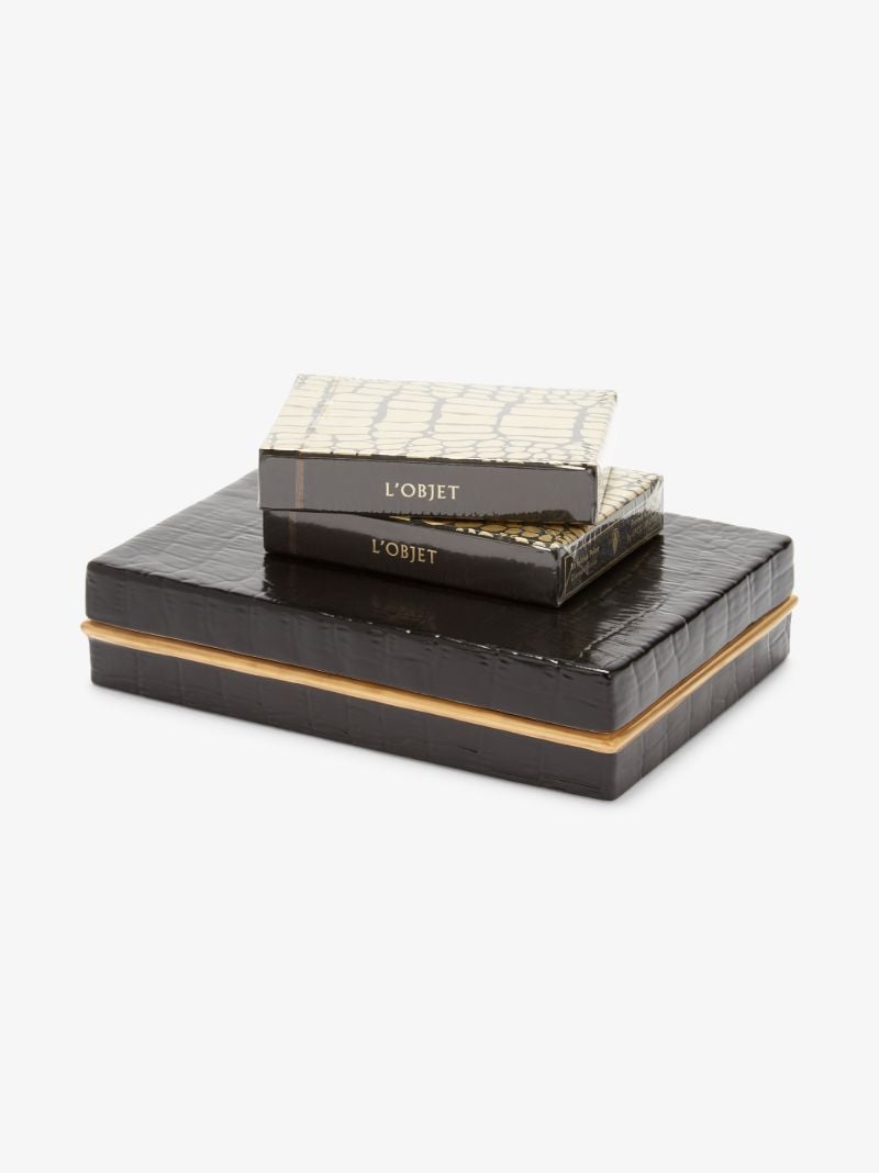 Black Crocodile Box Playing Cards Set