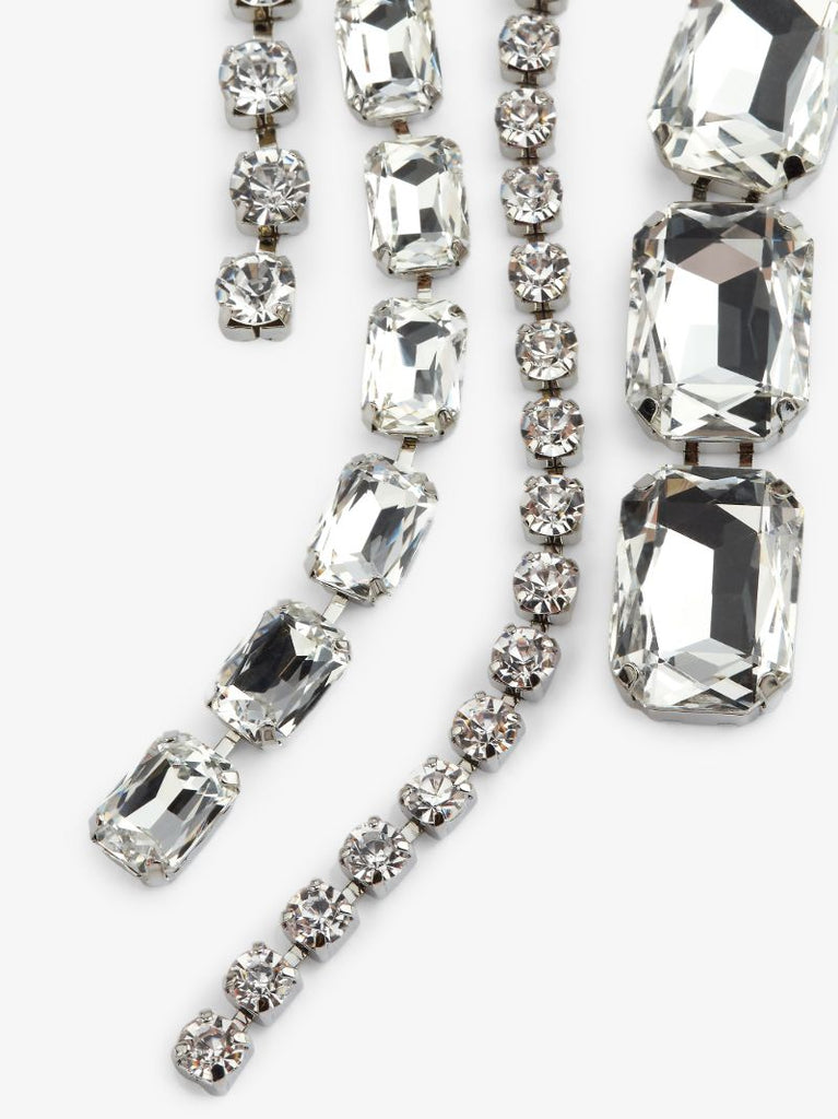Silver Tone Crystal Fringe Earrings