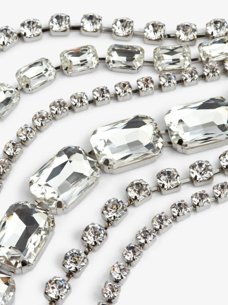 Silver Tone Crystal Fringe Earrings