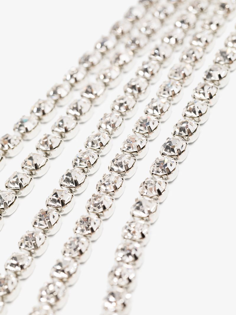 Silver Tone Fringed Crystal Headpiece