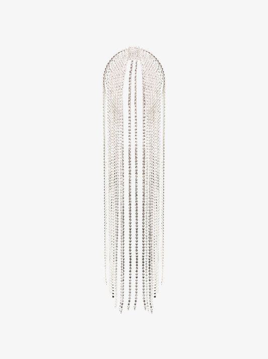 Silver Tone Fringed Crystal Headpiece