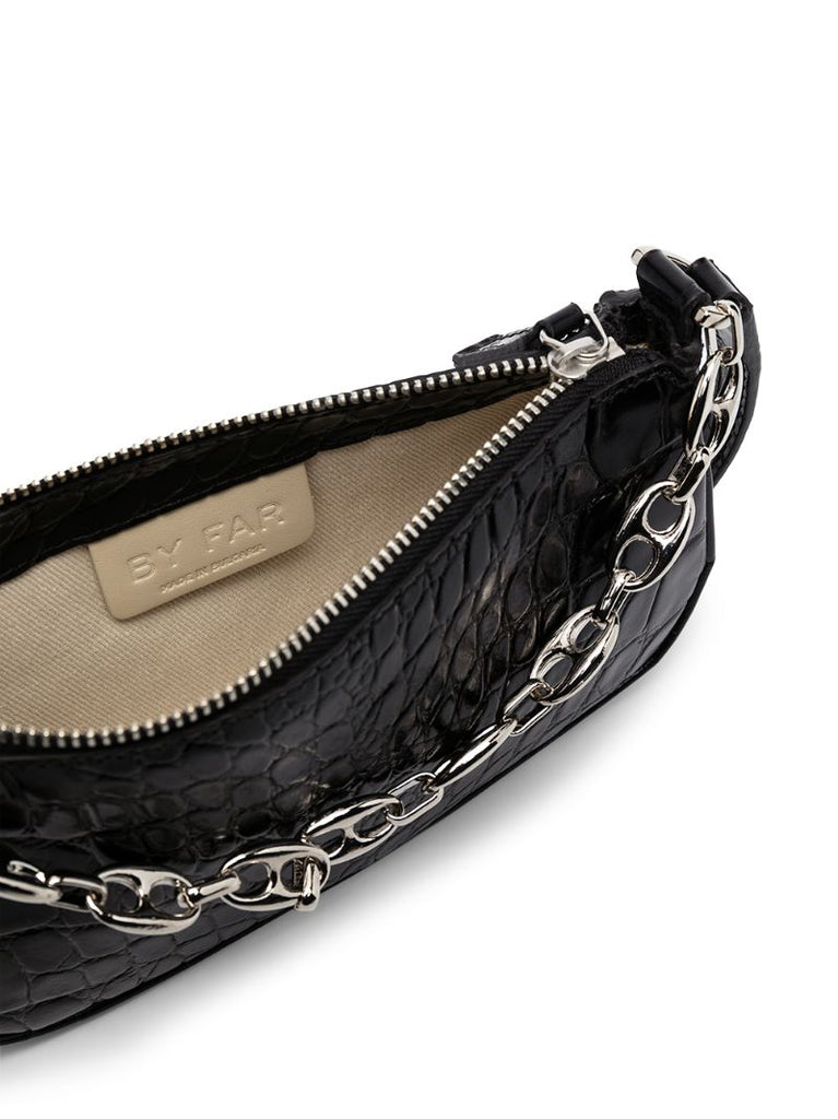 Black Rachel Mini Embossed Leather Shoulder Bag
