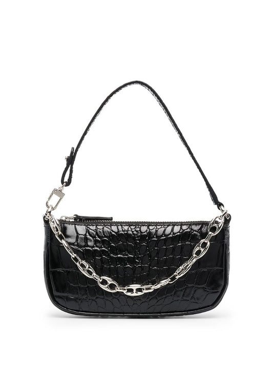 Black Rachel Mini Embossed Leather Shoulder Bag