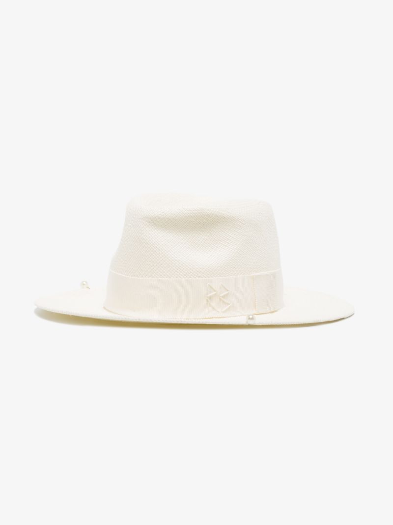 White Embellished Fedora Hat