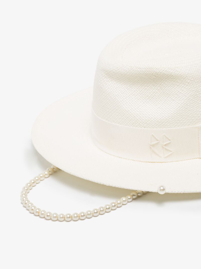 White Embellished Fedora Hat