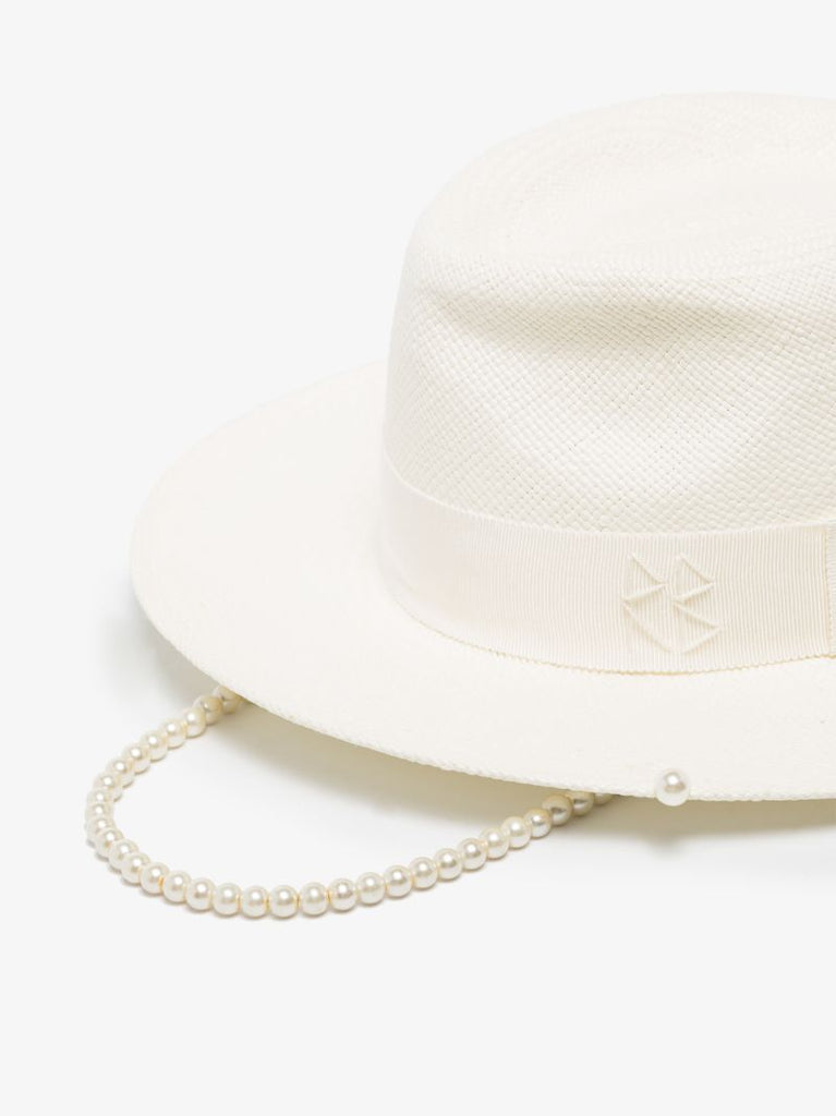 White Embellished Fedora Hat