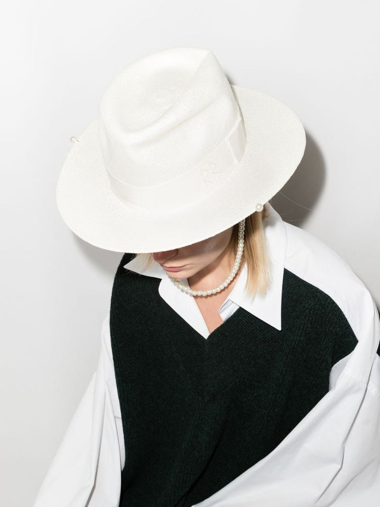 White Embellished Fedora Hat