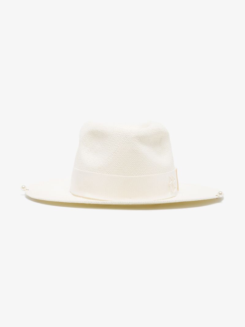 White Embellished Fedora Hat