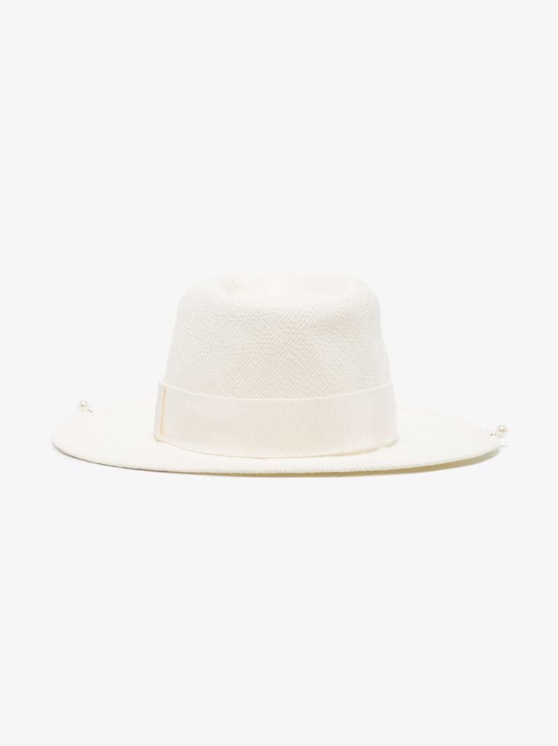 White Embellished Fedora Hat