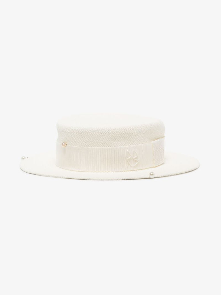 White Straw Boater Hat