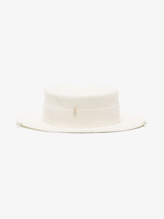 White Straw Boater Hat