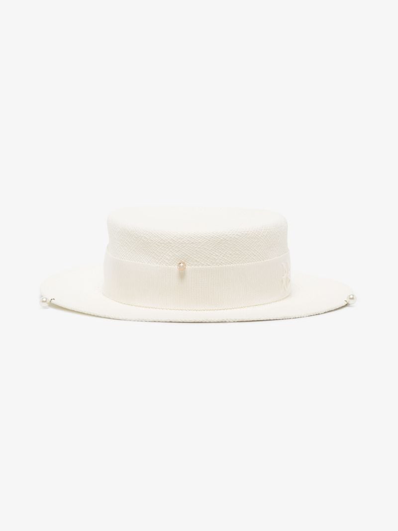 White Straw Boater Hat