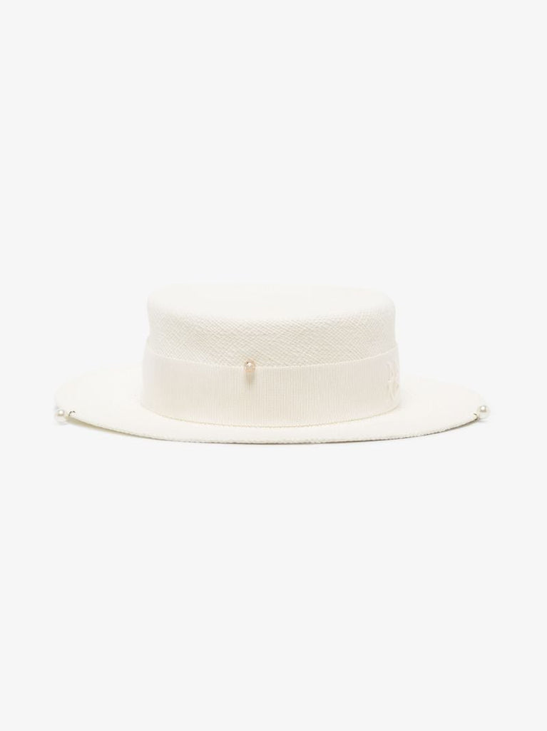 White Straw Boater Hat