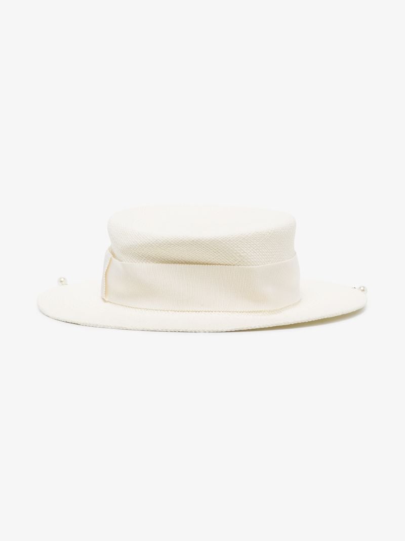 White Straw Boater Hat
