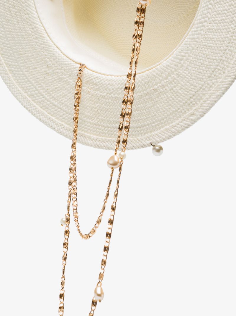 White Straw Boater Hat