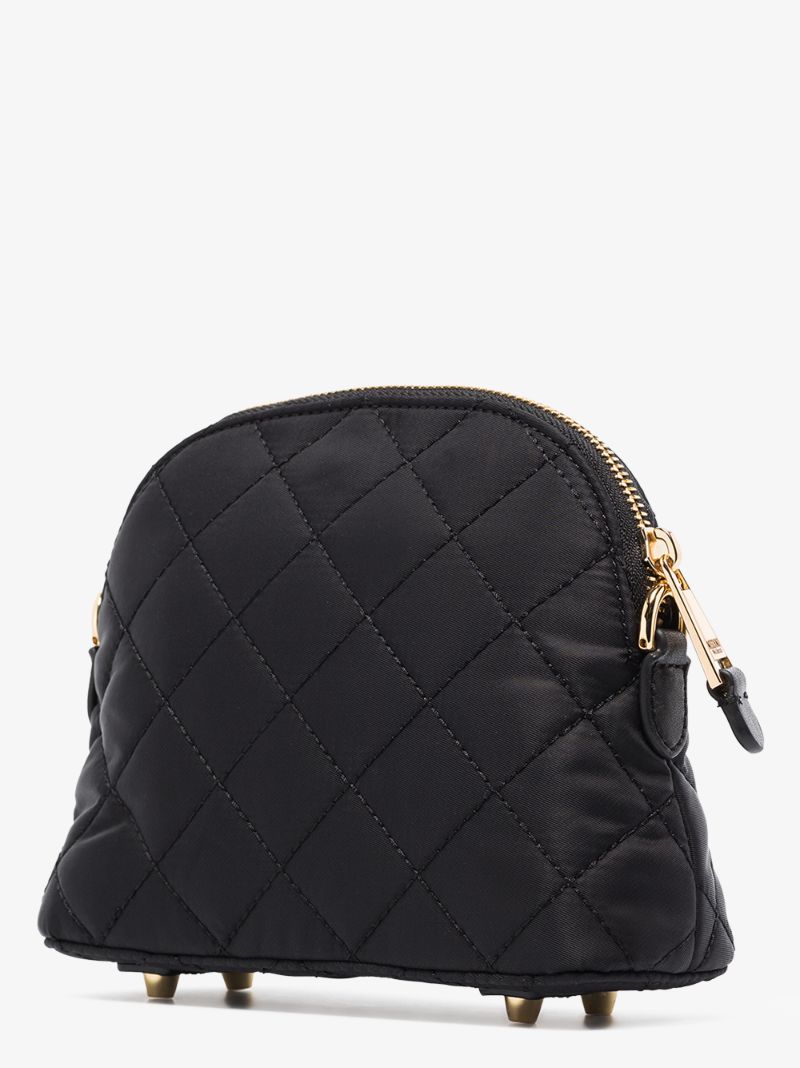 Black Quilted Logo Shoulder Bag