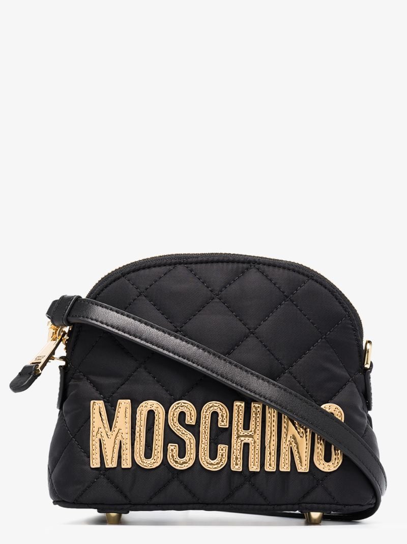 Black Quilted Logo Shoulder Bag