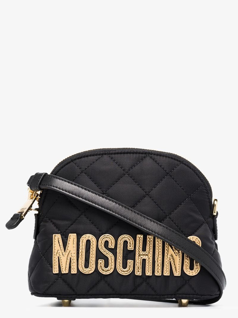 Black Quilted Logo Shoulder Bag