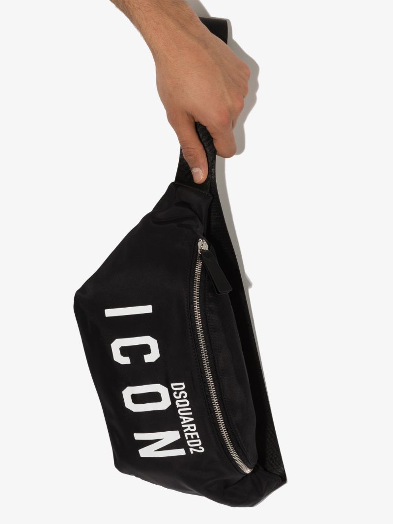 Black Icon Print Cross Body Bag