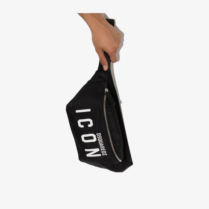 Black Icon Print Cross Body Bag