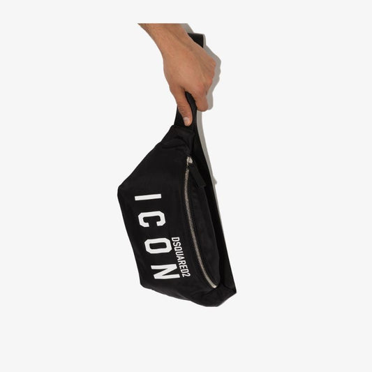 Black Icon Print Cross Body Bag