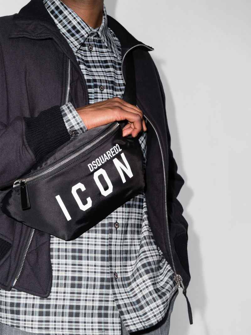 Black Icon Print Cross Body Bag