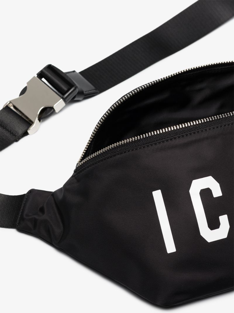 Black Icon Print Cross Body Bag