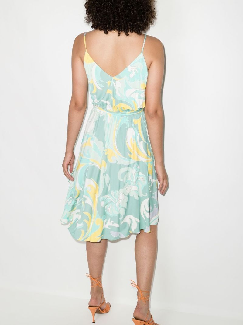 Tropicana Print V-neck Midi Dress