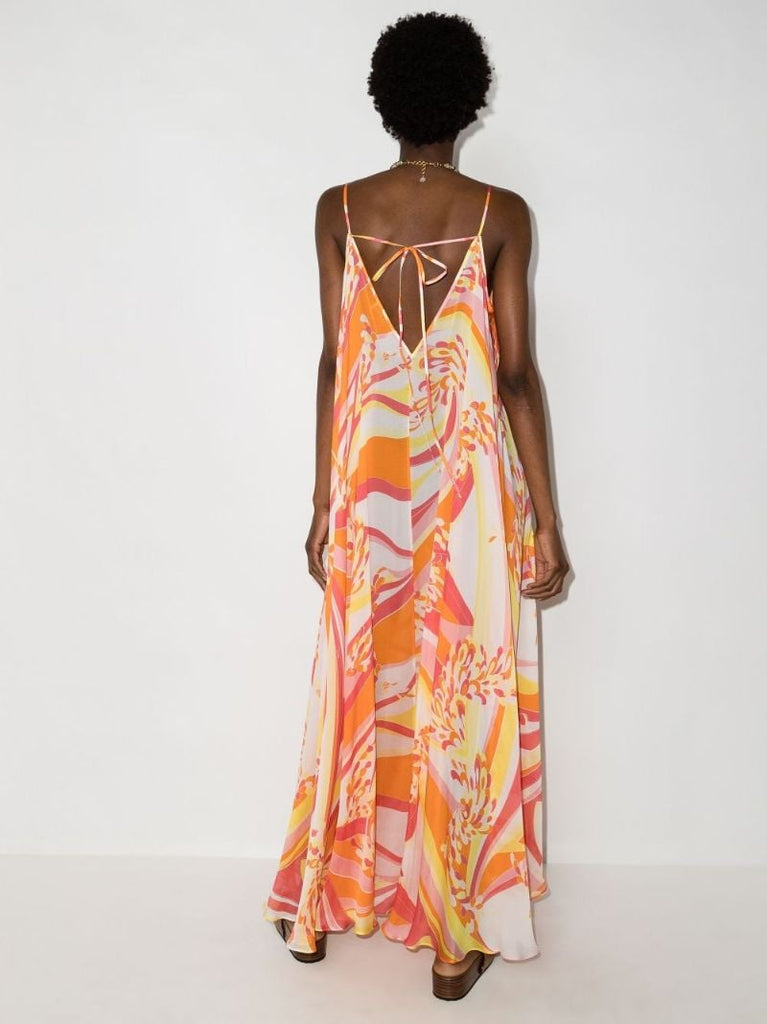 Abstract-print Long Beach Dress