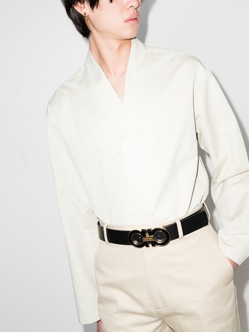 Black Gancini Reversible Leather Belt