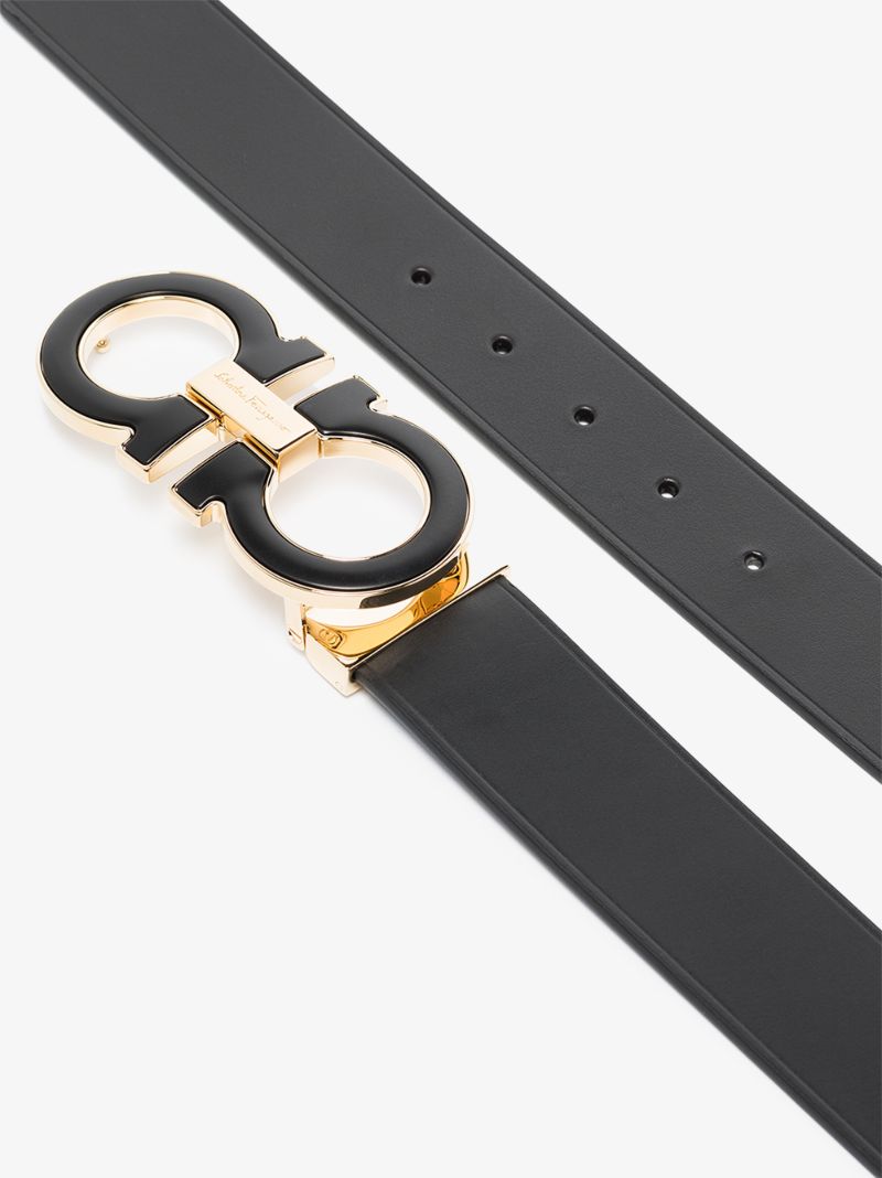Black Gancini Reversible Leather Belt