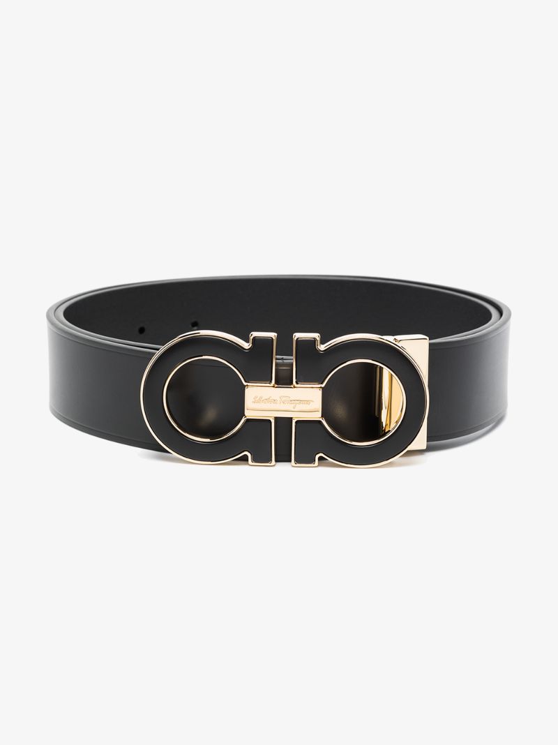 Black Gancini Reversible Leather Belt