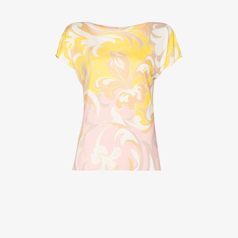 Tropicana-print Boat-neck Blouse