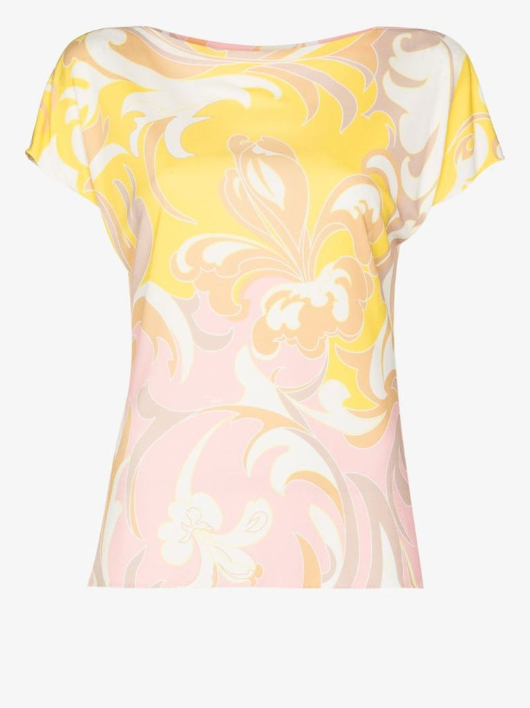 Tropicana-print Boat-neck Blouse