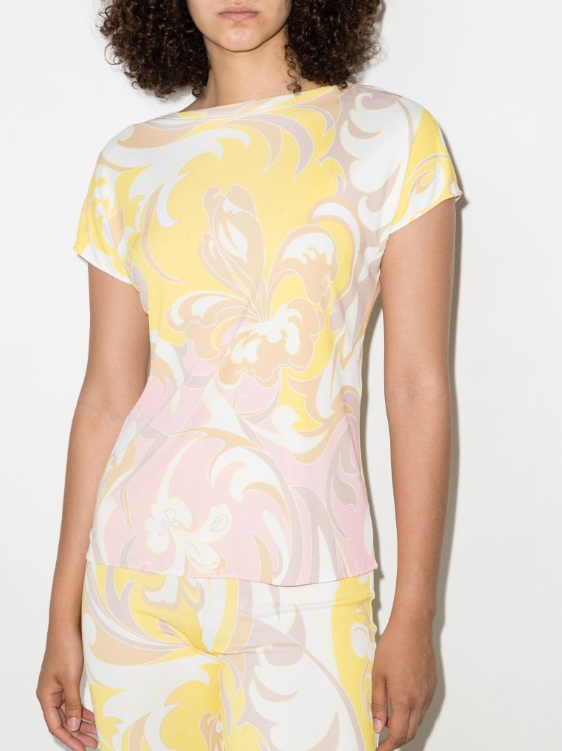 Tropicana-print Boat-neck Blouse