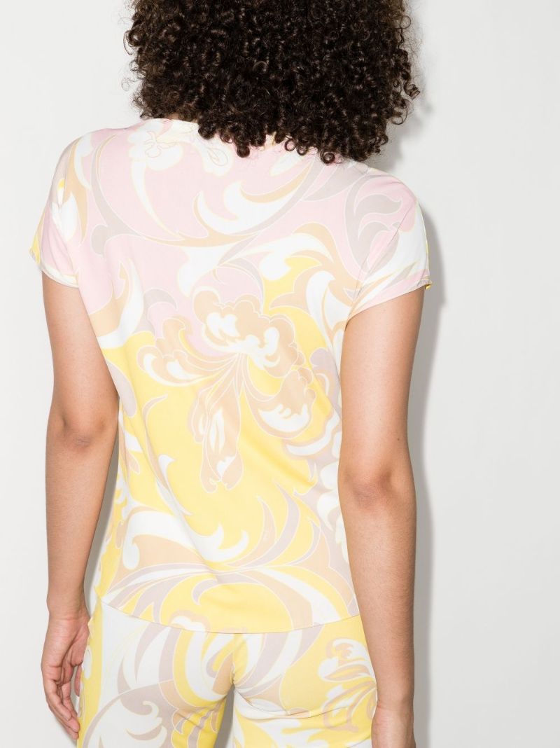 Tropicana-print Boat-neck Blouse